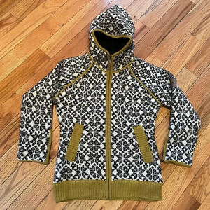 Norwear Women Sweater Jacket Small Pure New Wool Shacket Fair Isle Nordic Zip Up